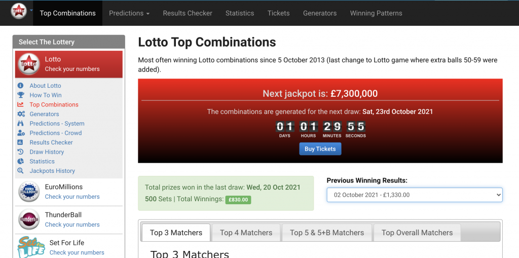 Lotto Top Combinations
