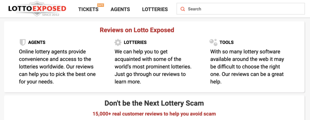 Lotto Exposed Homepage