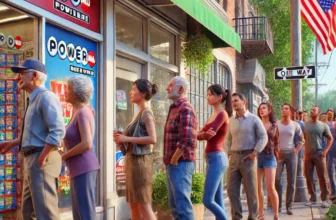 People Queuing to Buy Powerball Lottery Tickets